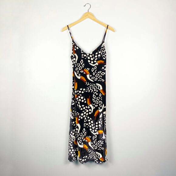 NWT Farm Rio Black Tucano Velvet Midi Dress in Black Multi XS - Picture 3 of 11